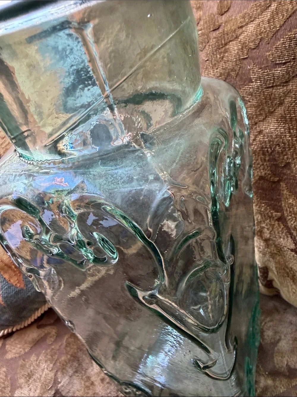 Vintage Pressed Recycled Embossed Glass Repurposed Vase